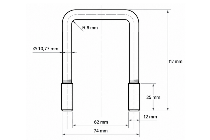 DROMET kvadratna objemka tip C objemka M12 62×117 mm