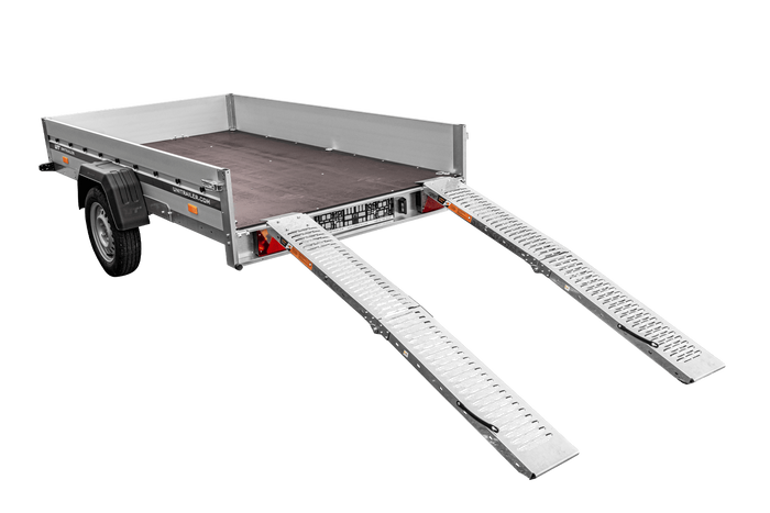 UNITRAILER ALR004B zložljive jeklene dovozne rampe za prikolice 190 cm 400 kg komplet 2 kosov